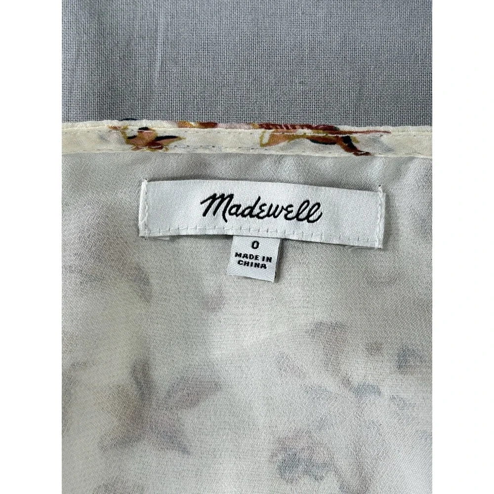 Madewell Silk Ruched Front Vneck Women's 0 Floral Bohemian